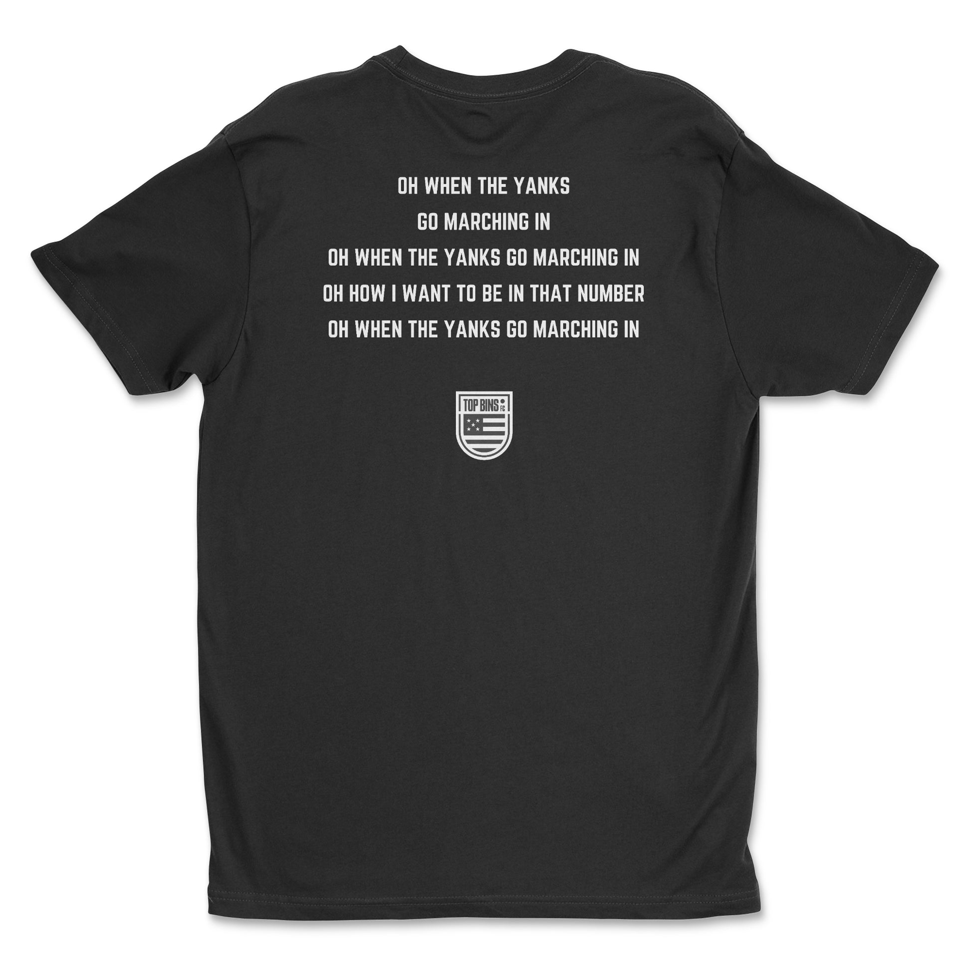 black t-shirt with text - oh when the yanks - usa emblem